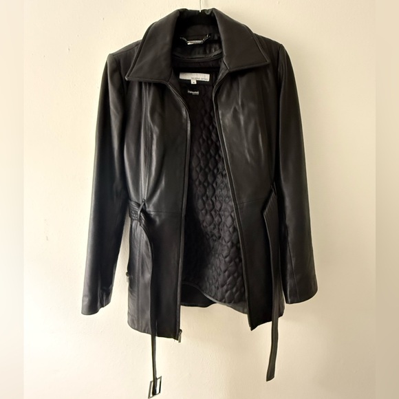 Wilson’s Black Leather Belted Jacket - Size M - Picture 2 of 16